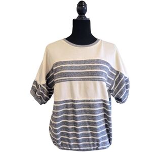 Authentic Vintage Givenchy Mock Neck Short Sleeve Sweatshirt Size M Cream Gray